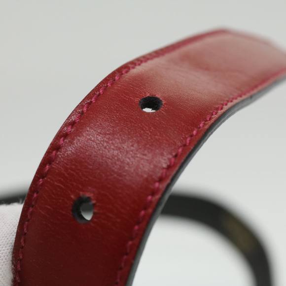 SALVATORE FERRAGAMO Gancini Belt Leather 33.5"" Red Black gold Auth hk622 - Picture 10 of 10